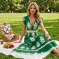 🌞 Neu für Frühling & Sommer👗 V-Ausschnitt Barock Maxi Kleid – hochwertige Taille, knitterfreier Stoff – perfekt für Urlaub & Alltag ✨🌿