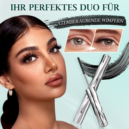 🌸🌸Ultimatives Mascara-Set für lange, voluminöse Wimpern – Verlängerung & Schwung in einem, wasserfest & klumpenfrei