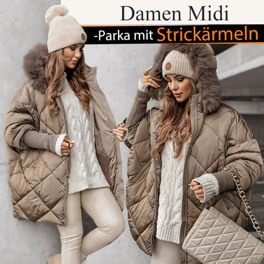 💥Winterschlussverkauf👉🔥Damen Midi parka with knitted sleeves❄️💝
