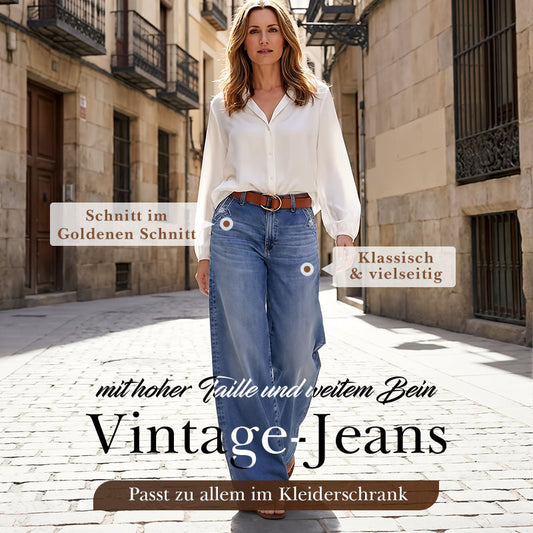⏳Begrenzte Zeit 50% Rabatt💥Damen-Vintage-Hochbund-Weitbeinjeans