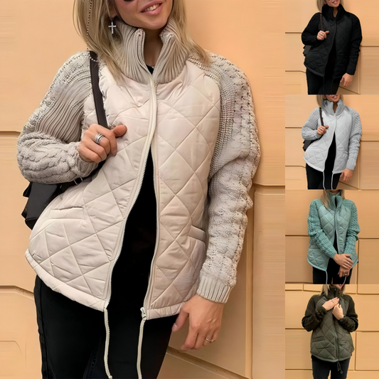 🔥Letzter Tag: 60% Rabatt! ⏰🧥Gestrickte Patchwork-Pufferjacke für Damen🎁