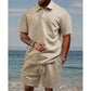 👕 50% RABATT! 💎 Herren-Zweiteiler mit Rautenstruktur – Kurzarmhemd & Shorts – Atmungsaktiv, Knitterfrei & Lässiger Sommer-Look ☀️