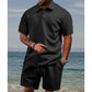 👕 50% RABATT! 💎 Herren-Zweiteiler mit Rautenstruktur – Kurzarmhemd & Shorts – Atmungsaktiv, Knitterfrei & Lässiger Sommer-Look ☀️