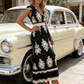 🌞 Neu für Frühling & Sommer👗 V-Ausschnitt Barock Maxi Kleid – hochwertige Taille, knitterfreier Stoff – perfekt für Urlaub & Alltag ✨🌿