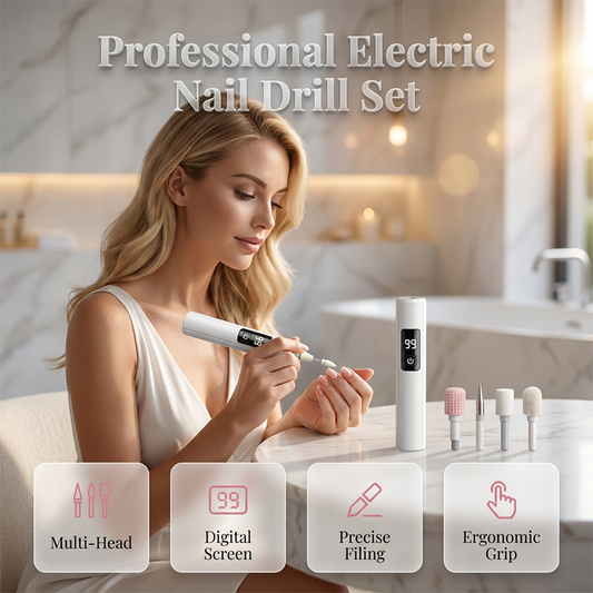 💎 NUR KURZE ZEIT 50% RABATT! ✨ Professionelles elektrisches Nagelfeilen-Set mit Digitaldisplay & 4 Aufsätzen – Kabellos, ergonomisch für Heim-Maniküre & Pediküre