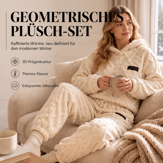 ⭐ Über 50.000 Mal verkauft 💞 Plüsch-Zopfmuster-Kapuzenpullover und -Hosen-Set für Damen