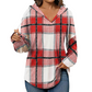 👚 50 % RABATT | Lässiger Karo-Look & entspannter Tragekomfort – Damen Kapuzenshirt mit V-Ausschnitt